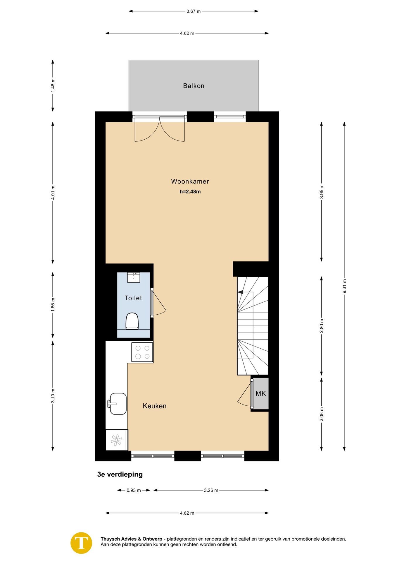 Studio te koop: Fokke Simonszstraat 40-3, Amsterdam