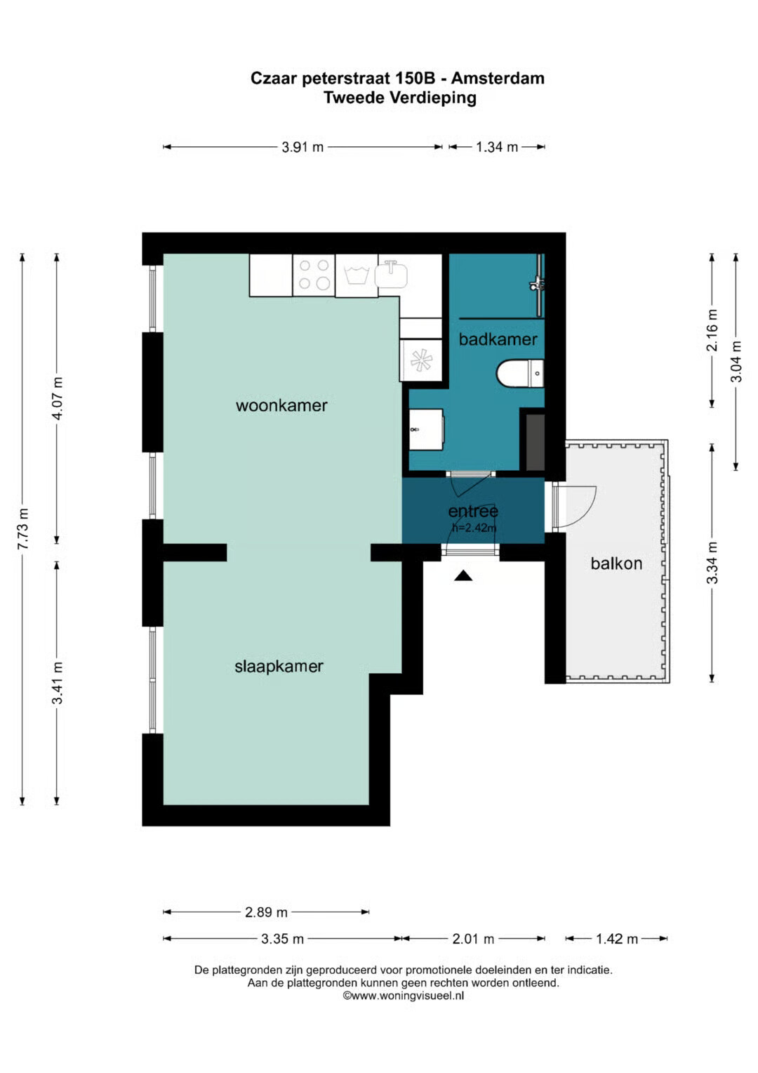 Studio te koop: Czaar Peterstraat 150B, Amsterdam