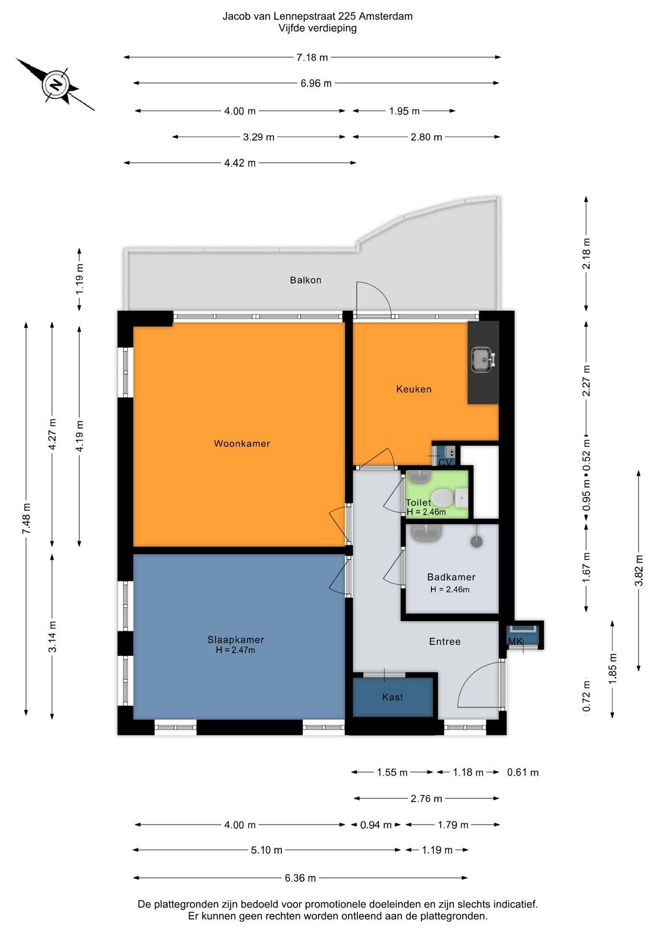 Appartement te koop: Jacob van Lennepstraat 225, Amsterdam