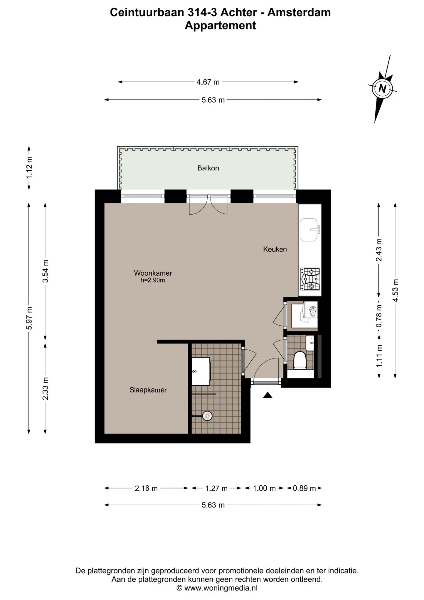 Studio te koop: Ceintuurbaan 314-3A, Amsterdam
