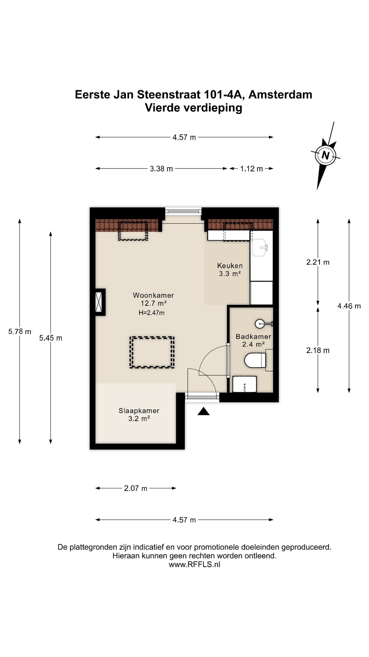 Studio te koop: Eerste Jan Steenstraat 101-4A, Amsterdam