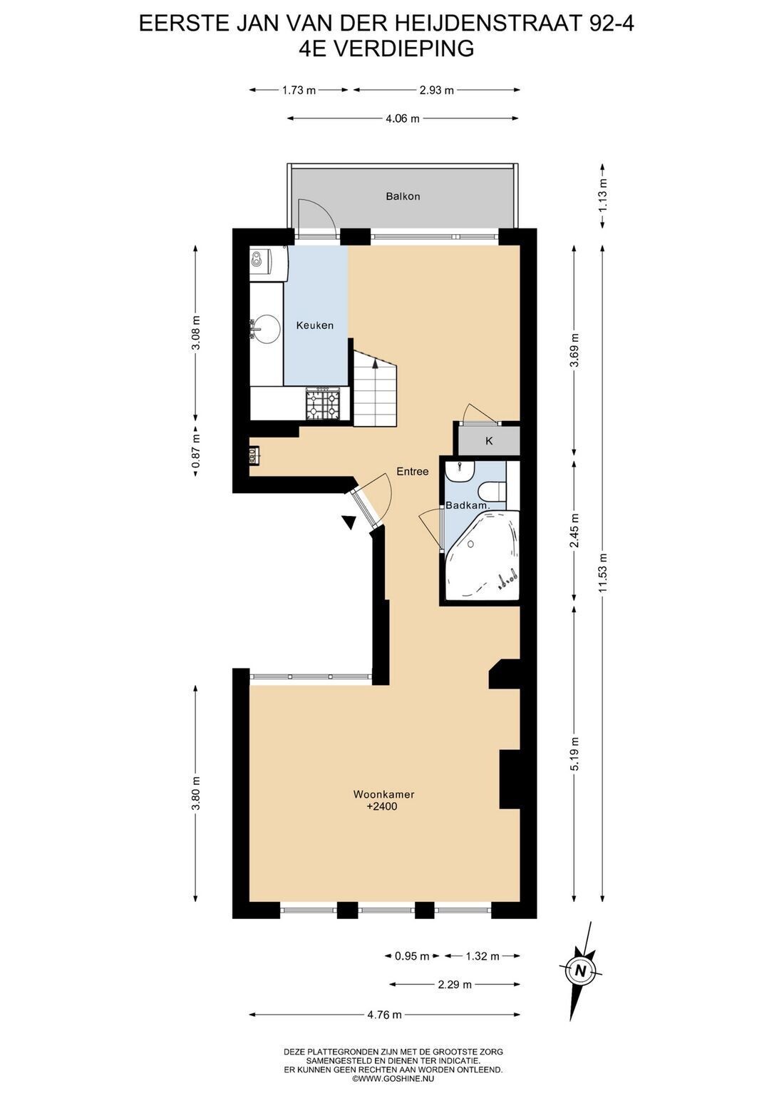 Appartement te koop: Eerste Jan van der Heijdenstraat 92-4, Amsterdam