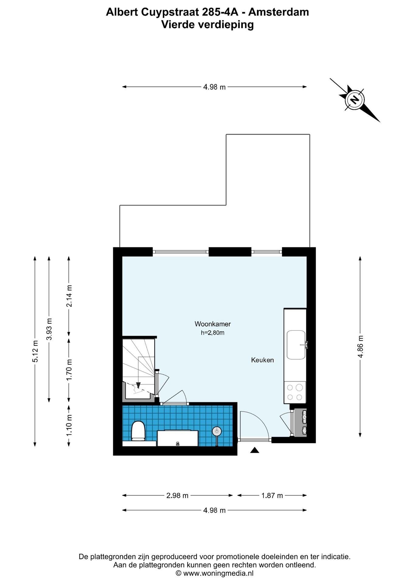 Studio te koop: Albert Cuypstraat 258-4A, Amsterdam
