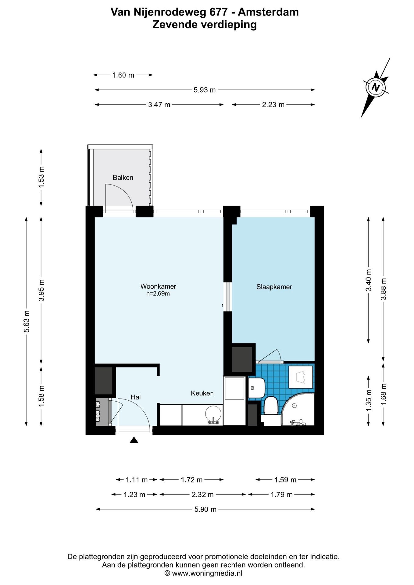 Studio te koop: Van Nijenrodeweg 677, Amsterdam