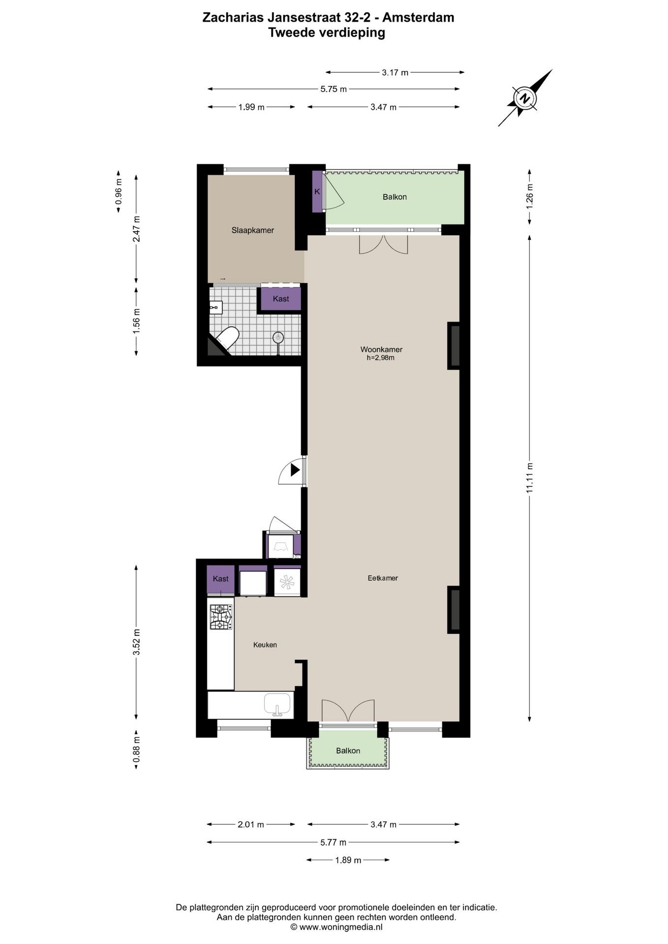 Appartement te koop: Zacharias Jansestraat 32-2, Amsterdam