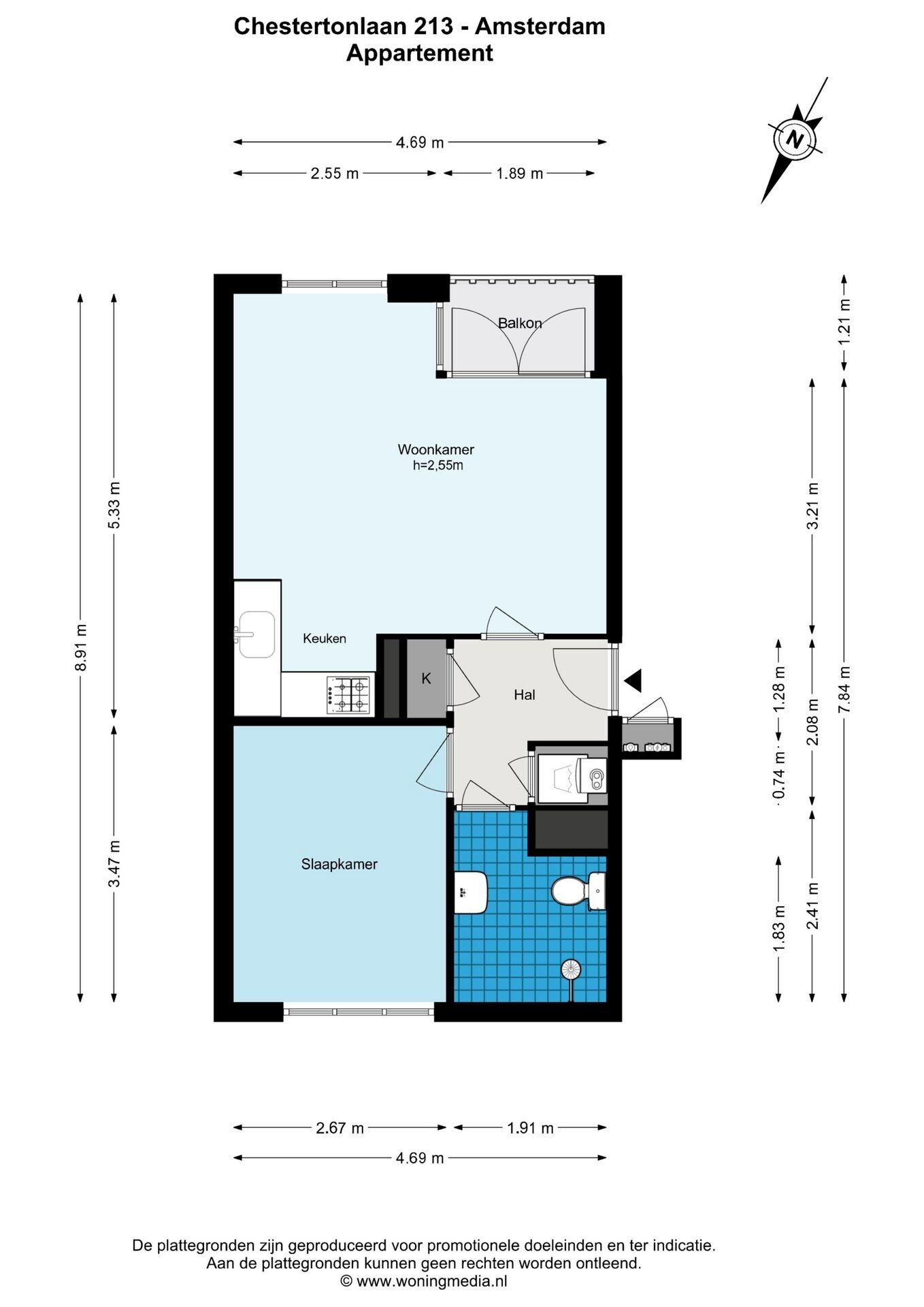 Studio te koop: Chestertonlaan 213, Amsterdam