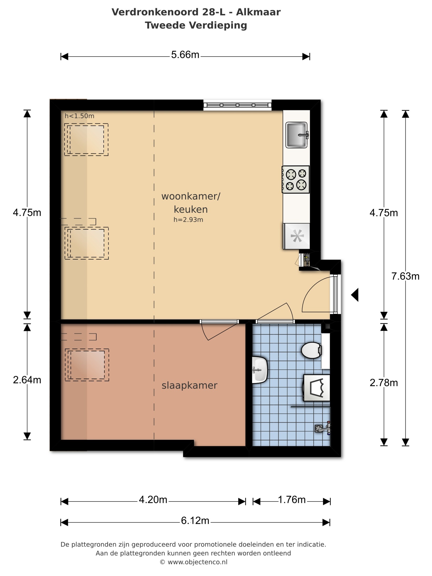 Studio te huur: Verdronkenoord 28L, Alkmaar