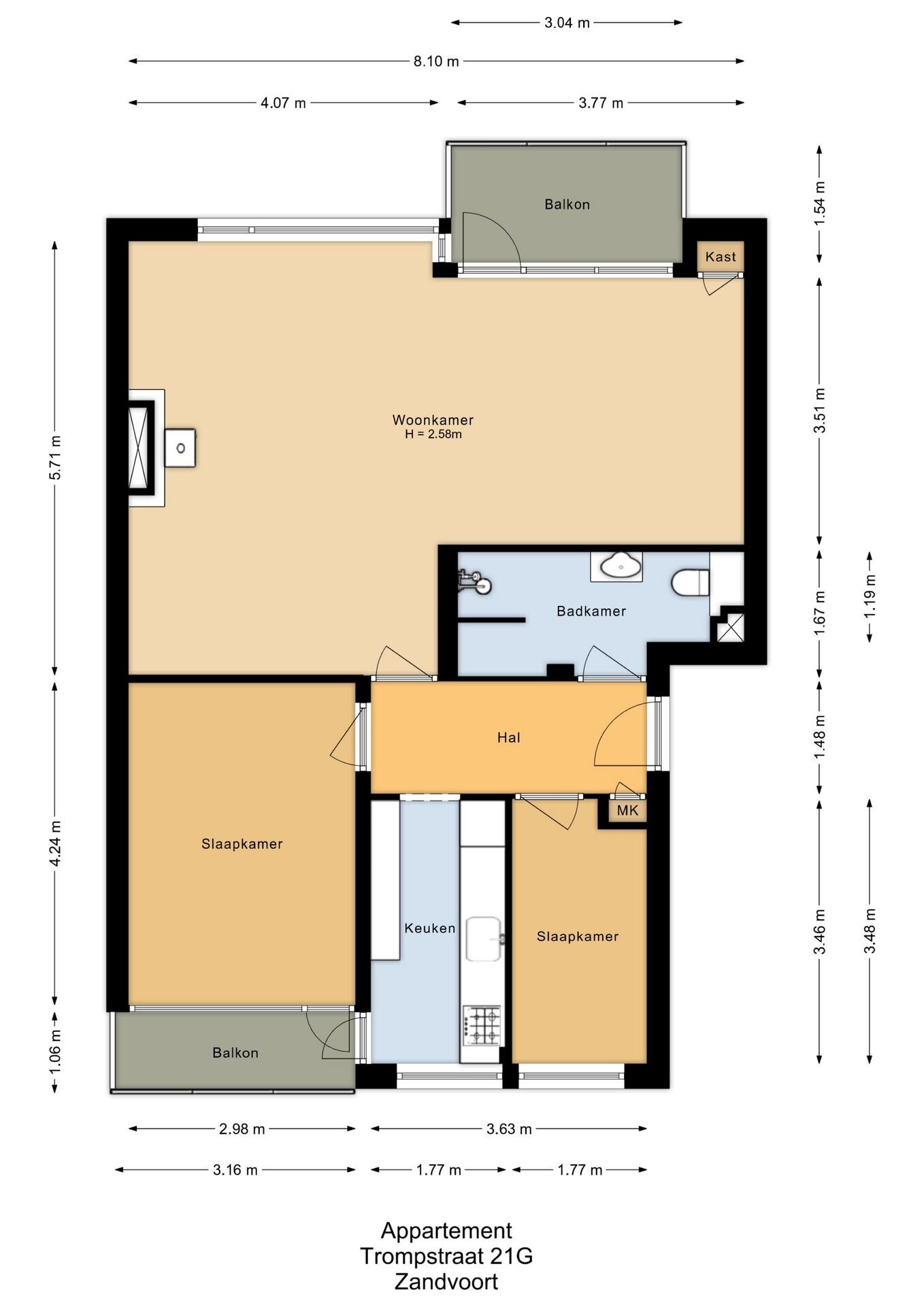 Appartement te koop: Trompstraat 21G, Zandvoort