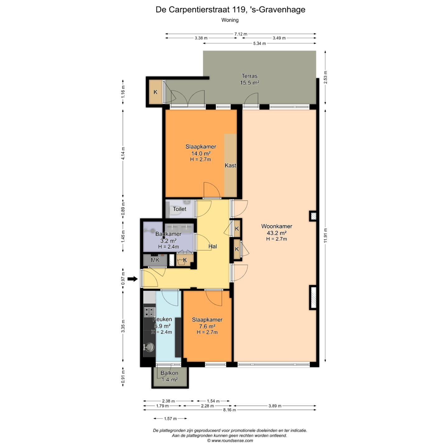 Appartement te koop: De Carpentierstraat 119, 'S-Gravenhage