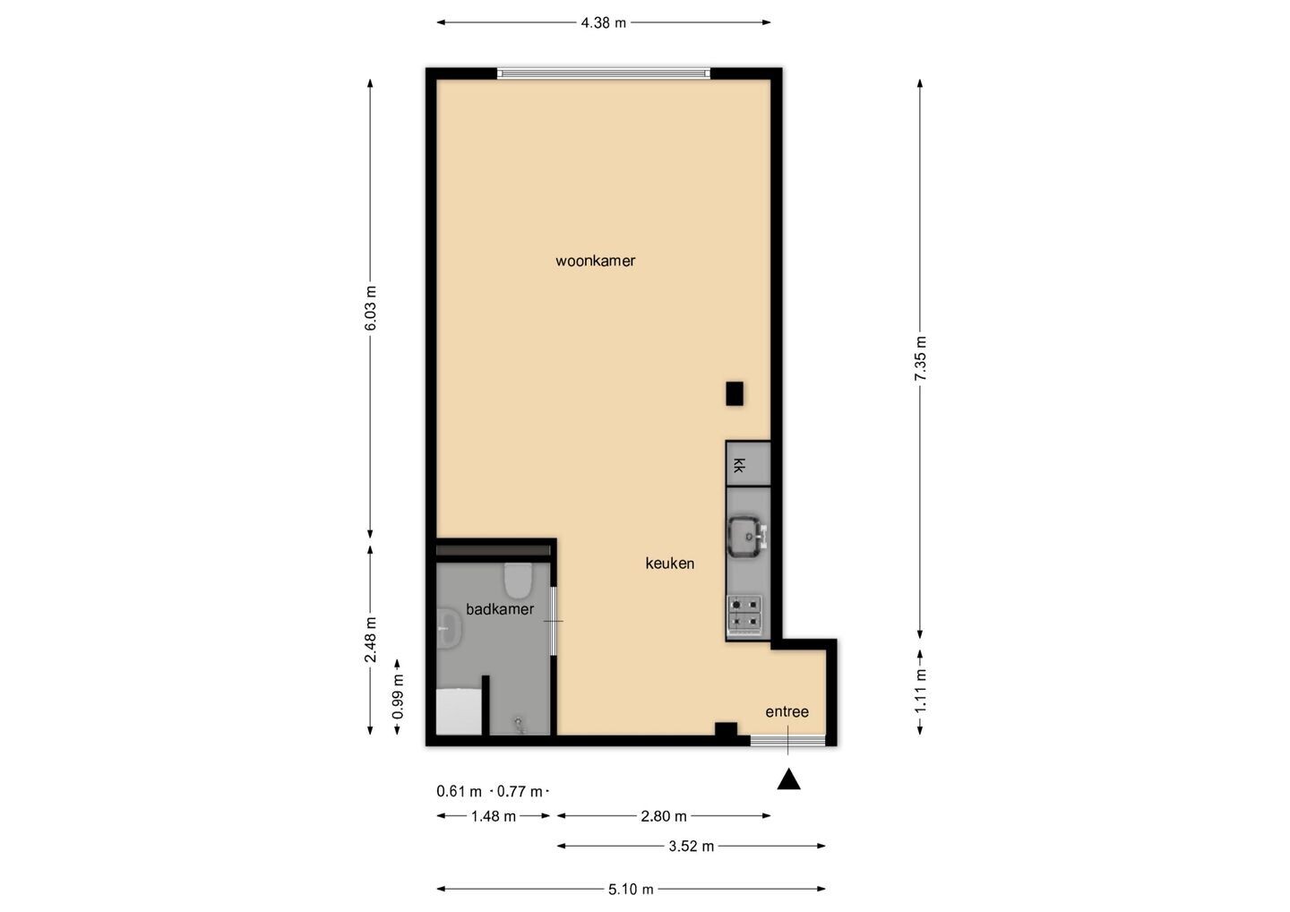 Studio te koop: Minderbroederspad 1-05, Tilburg