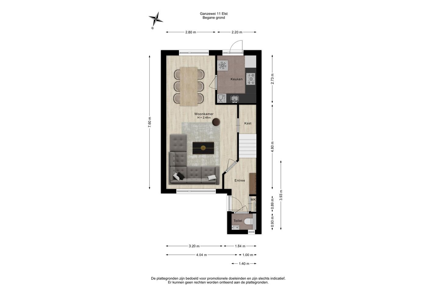 Tussenwoning te koop: Ganzewei 11, Elst