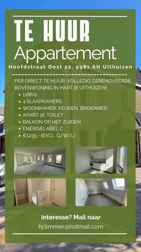 Appartement te huur Hoofdstraat-Oost 22